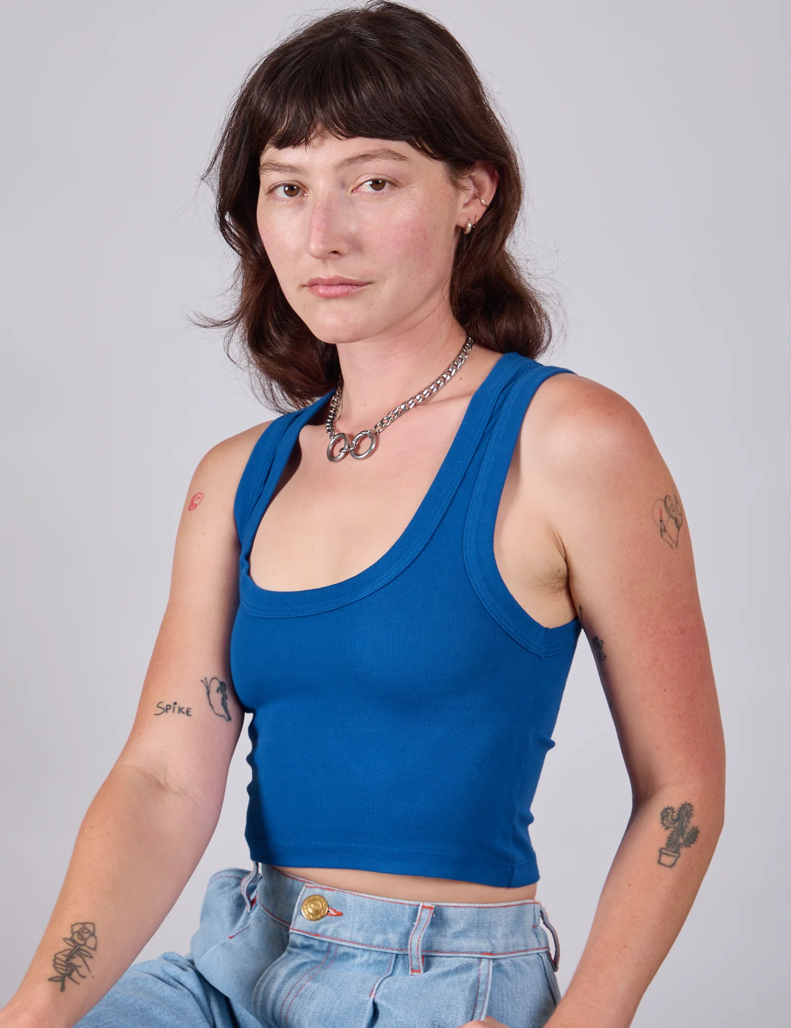 Cropped Tank Top - Royal Blue - Image 9