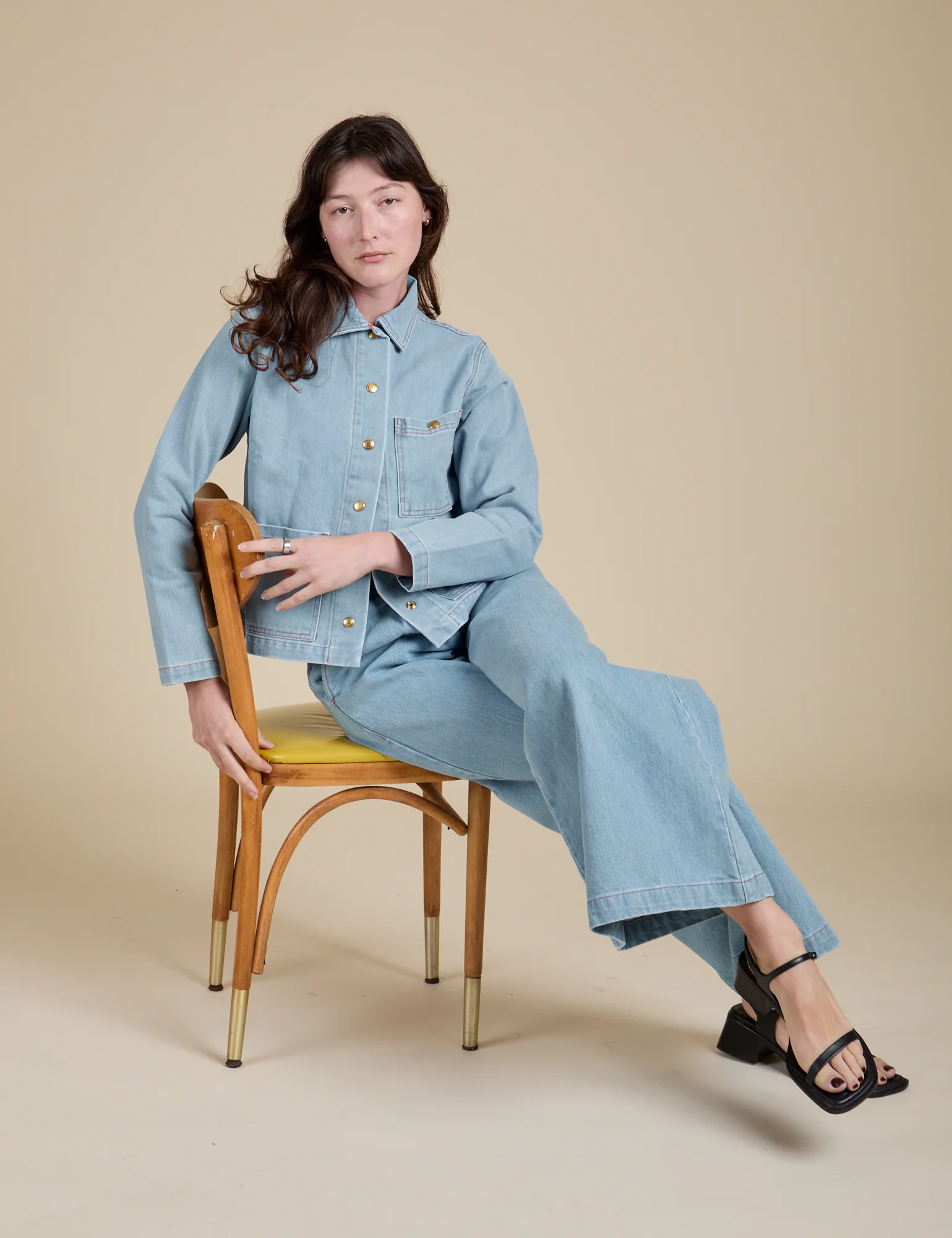 Indigo Denim Work Jacket - Light Wash - Image 11