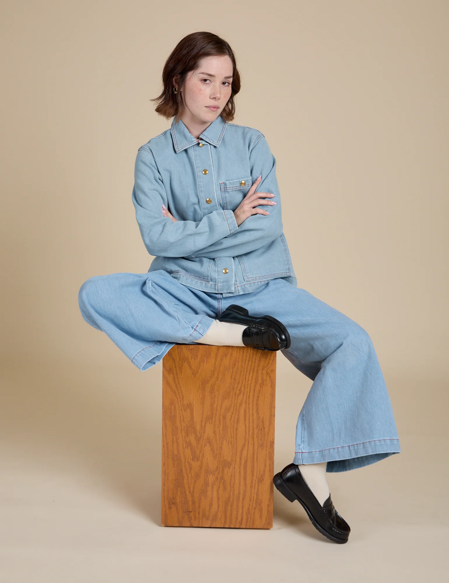 Indigo Denim Work Jacket - Light Wash - Image 27