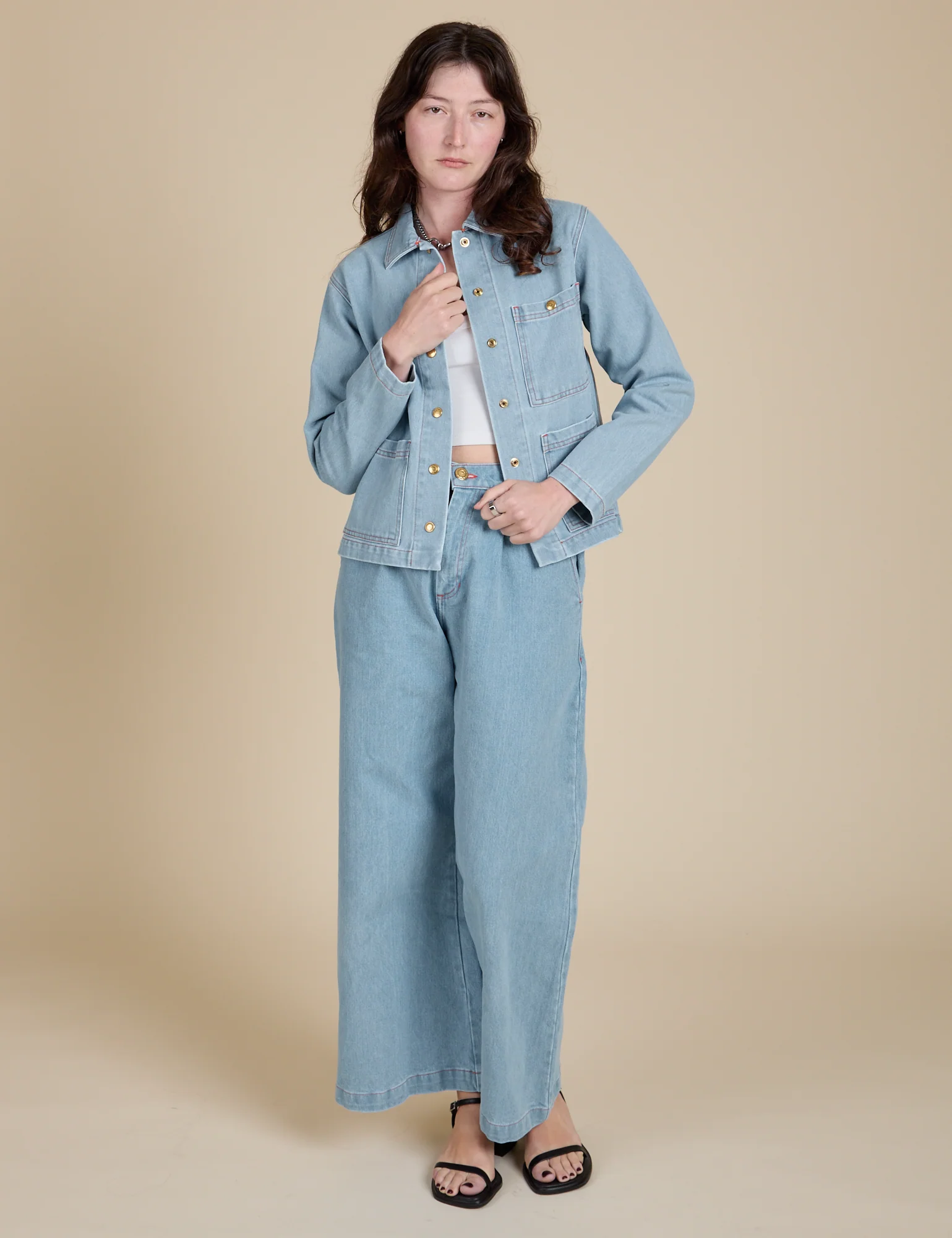 Indigo Denim Work Jacket - Light Wash - Image 3