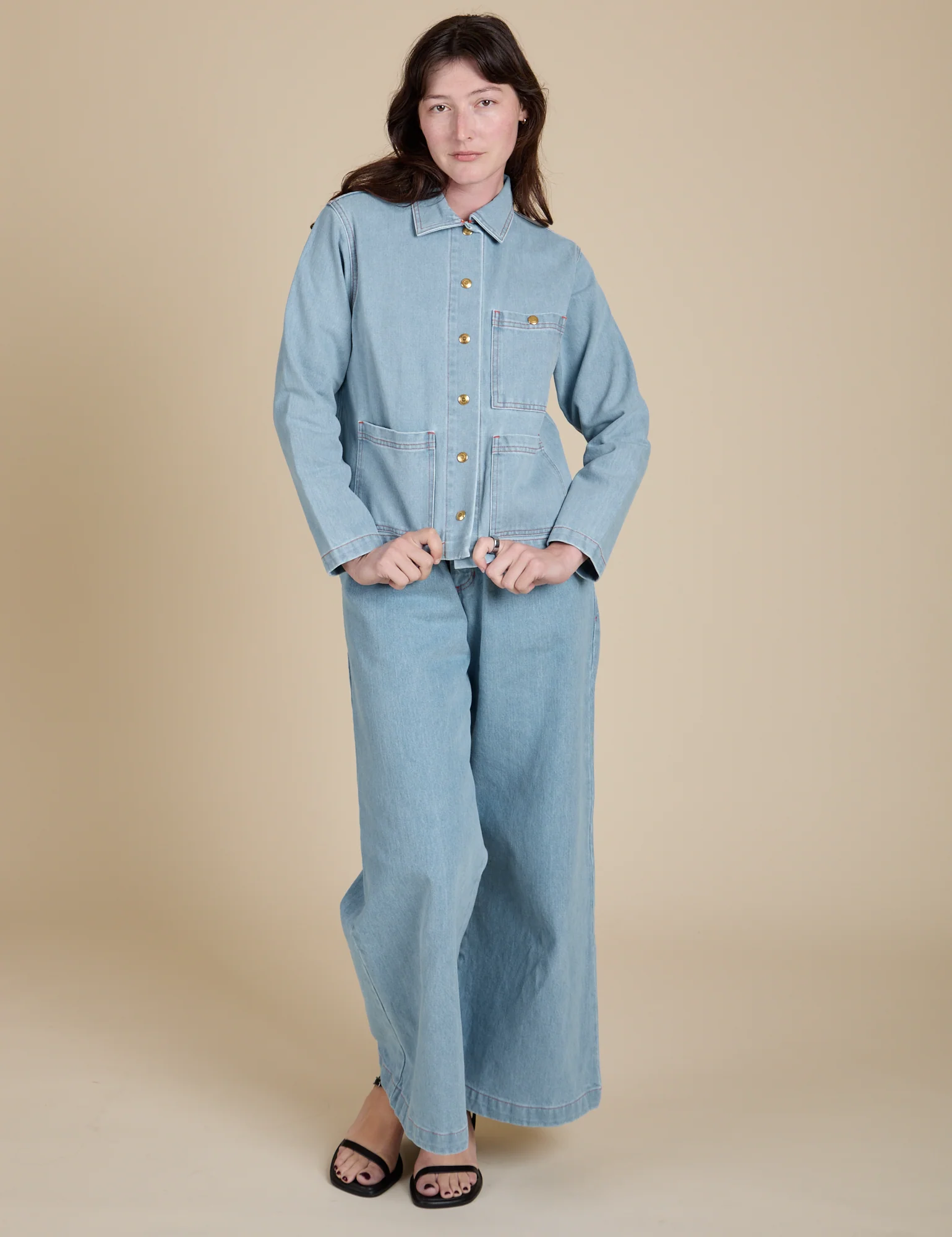 Indigo Denim Work Jacket - Light Wash - Image 8