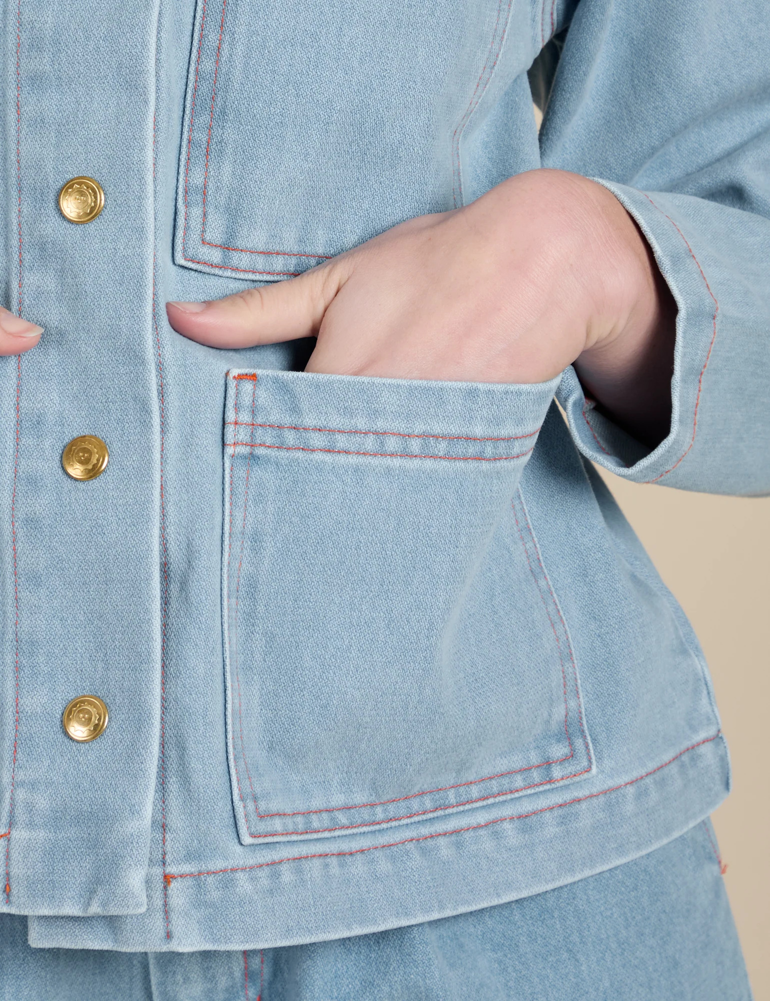 Indigo Denim Work Jacket - Light Wash - Image 9